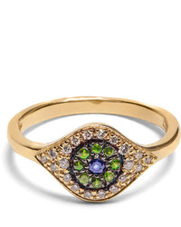 Ileana Makri Diamond Sapphire Tsavorite Yellow Gold Ring