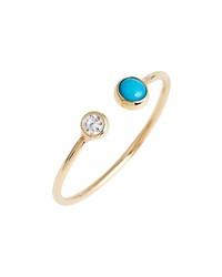 Zoe Chicco Diamond Turquoise Open Stack Ring