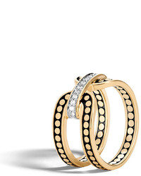John Hardy Dot 18k Gold Band Ring With Diamonds Size 6