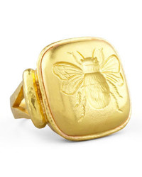 Elizabeth Locke 19k Gold Bee Cushion Ring