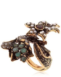 Alcozer & J Flora Pearl Emerald Crystal Ring