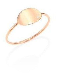 ginette_ny Ginette Ny Large Sequin Diamond 18k Rose Gold Ring