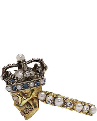 Alexander McQueen Gold King Skull Ring