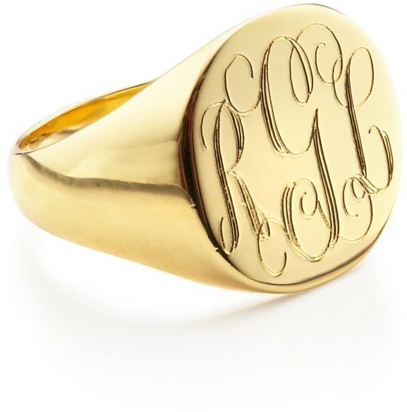 Sarah Chloe Lana Round Signet Ring Gold Plated