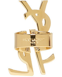 Saint Laurent Gold Monogram Deconstructed Ring