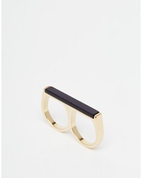 Orelia Gold Plated Clean Colored Bar Double Ring