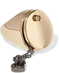 Maison Margiela Gold Tone Crystal Ring Medium