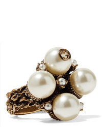 Gucci Gold Tone Faux Pearl Ring