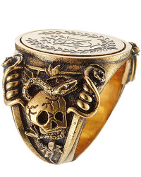 Alexander McQueen Gold Tone Signet Ring