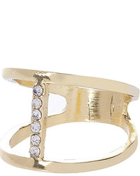 River Island Gold Tone Two Row Embellished Midi Ring