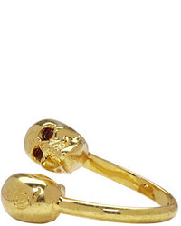 Alexander McQueen Gold Twin Skull Ring