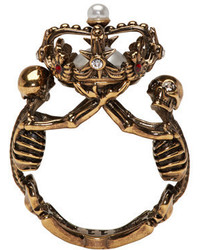 Alexander McQueen Gold Two Skeletons Ring