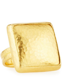 Gurhan Hammered 24k Gold Square Amulet Ring