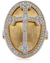 Jude Frances Judefrances Jewelry 18k Yellow Gold Rhodium Diamond Cross Ring Size 65