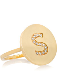 Jennifer Meyer Letter 18 Karat Gold Diamond Ring