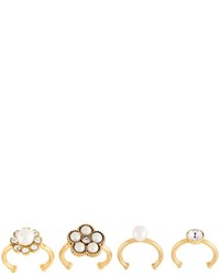Marc Jacobs Cabochon Set Of Four Midi Rings