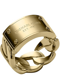 Michael Kors Michl Kors Curb Chain Logo Ring Golden