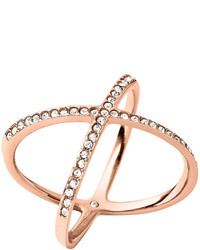 Michael Kors Michl Kors Pave Crystal Crisscross Ring Rose Golden