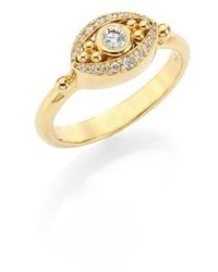 Temple St. Clair Mini Evil Eye Diamond 18k Yellow Gold Ring