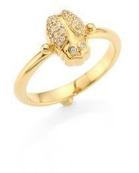 Temple St. Clair Mini Scarab Diamond 18k Yellow Gold Ring