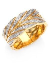 John Hardy Modern Chain Diamond 18k Yellow Gold Ring