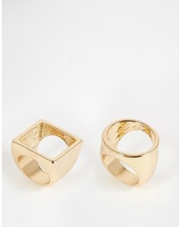Asos Pack Of 2 Circle And Square Rings