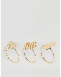 Asos Pack Of 3 Novelty Vacation Rings
