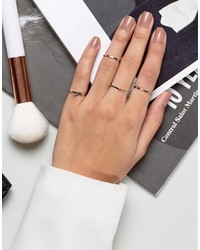 Asos Pack Of 4 Mixed Shape Ring Pack