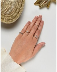 Asos Pack Of 5 Stone Etched Ring Pack