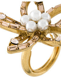 Oscar de la Renta Pearl Embellished Flowerl Ring