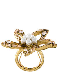 Oscar de la Renta Pearl Embellished Flowerl Ring