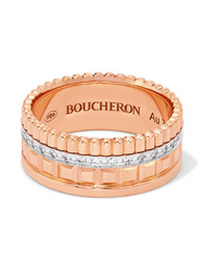Boucheron Quatre Radiant Edition Small 18 Karat Rose And White Gold Diamond Ring