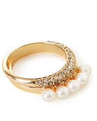 Forever 21 Rhinestone Faux Pearl Ring Set