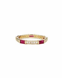 Paul Morelli Ruby Diamond Pinpoint Baguette Ring In 18k Gold