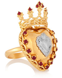 Dolce & Gabbana Sacro Cuore Gold And Silver Plated Swarovski Crystal Ring
