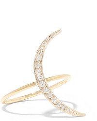 Andrea Fohrman Sliver Crescent Moon 18 Karat Gold Diamond Ring 6