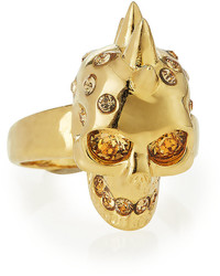 Alexander McQueen Spiked Crystal Skull Ring