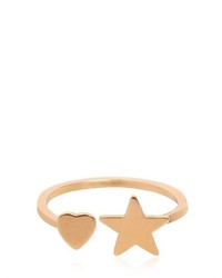 Saint Laurent Star Heart Gold Plated Silver Ring