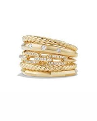 David Yurman Stax Wide Ring With Diamonds In 18k Yellow Gold
