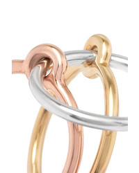 Charlotte Chesnais Three Lovers Set Of Three Gold Dipped Rose Gold Dipped And Silver Rings