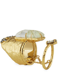 Alexis Bittar Two Part Paired Aqua Green Glass Cocktail Ring