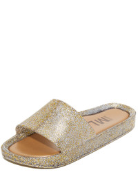 Gold Rubber Flat Sandals