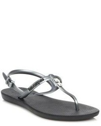 Havaianas Freedom Glamour Metallic Rubber T Strap Sandals