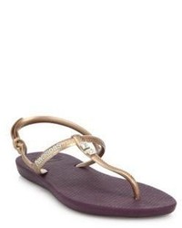 Havaianas Freedom Glamour Metallic Rubber T Strap Sandals