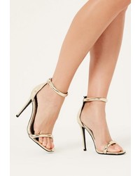 Missguided Gold Rounded Strap Barely There Sandals