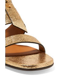 Chloé Metallic Cracked Leather Sandals Gold