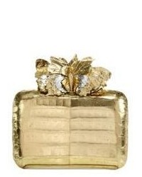 Nancy Gonzalez Metallic Crocodile Butterfly Box Clutch