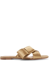 Gold Satin Flat Sandals