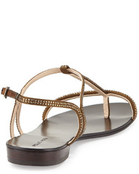 Pelle Moda Becca Crystal T Strap Sandal Bronze