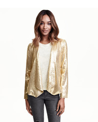 H&M Sequined Jacket Gold Colored Ladies